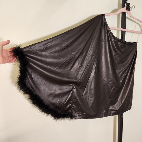 ENTRO Black Faux Leather One Shoulder Top, Size Small - Picture 5 of 10